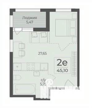 2-к квартира, вторичка, 45м2, 9/15 этаж