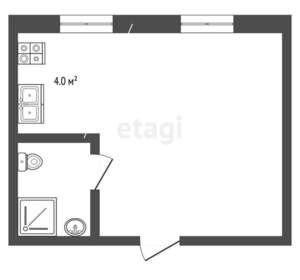 1-к квартира, вторичка, 21м2, 1/2 этаж