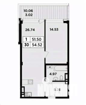 2-к квартира, вторичка, 55м2, 3/8 этаж