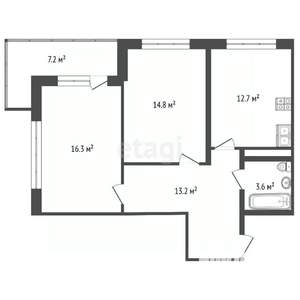 2-к квартира, вторичка, 68м2, 2/8 этаж