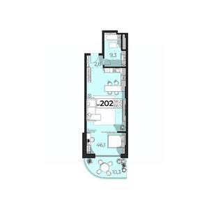 2-к квартира, строящийся дом, 69м2, 2/6 этаж