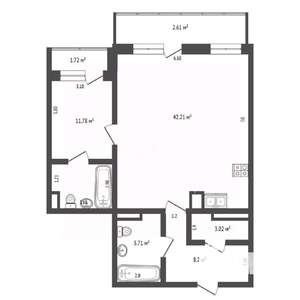 2-к квартира, строящийся дом, 89м2, 8/9 этаж