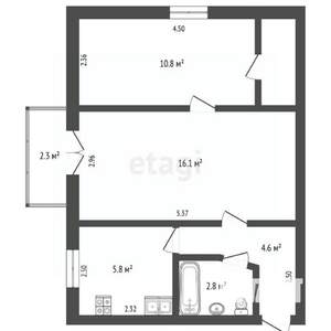 2-к квартира, вторичка, 42м2, 5/5 этаж