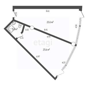 2-к квартира, вторичка, 60м2, 1/9 этаж