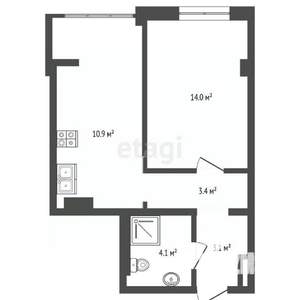 1-к квартира, вторичка, 38м2, 11/12 этаж