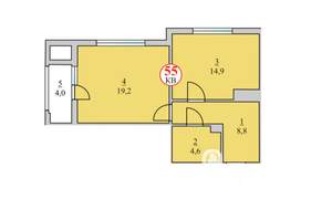 2-к квартира, сданный дом, 52м2, 7/8 этаж