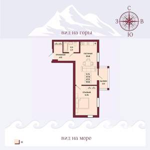 1-к квартира, вторичка, 47м2, 2/16 этаж