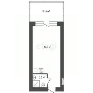 Студия квартира, сданный дом, 18м2, 2/2 этаж