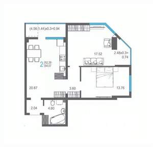 2-к квартира, строящийся дом, 64м2, 13/17 этаж