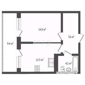 2-к квартира, вторичка, 47м2, 1/8 этаж