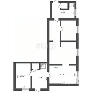 4-к квартира, вторичка, 87м2, 1/1 этаж