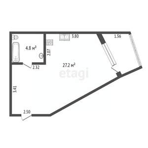 Студия квартира, вторичка, 32м2, 4/6 этаж