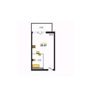 Студия квартира, вторичка, 36м2, 5/15 этаж