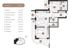 3-к квартира, вторичка, 112м2, 7/9 этаж