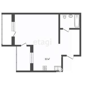 1-к квартира, вторичка, 40м2, 8/9 этаж