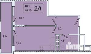 1-к квартира, вторичка, 48м2, 7/8 этаж