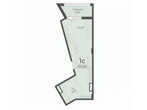 Студия квартира, вторичка, 41м2, 2/7 этаж