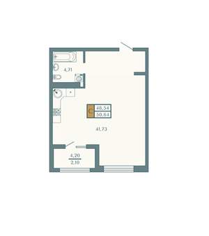 Студия квартира, вторичка, 51м2, 6/9 этаж