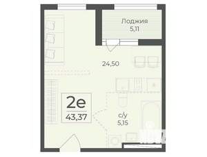 2-к квартира, вторичка, 43м2, 8/15 этаж