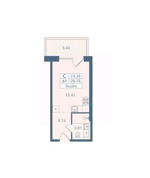 Студия квартира, вторичка, 29м2, 3/8 этаж