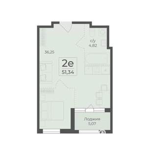 1-к квартира, вторичка, 51м2, 4/18 этаж