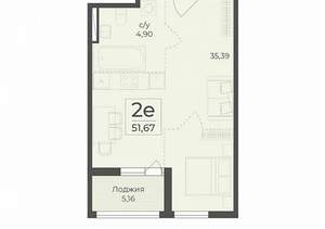 2-к квартира, строящийся дом, 52м2, 10/15 этаж