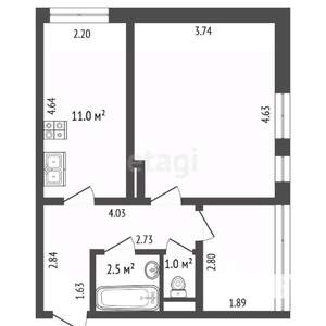 1-к квартира, вторичка, 40м2, 6/9 этаж