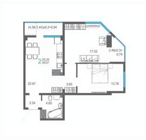 2-к квартира, строящийся дом, 64м2, 11/17 этаж
