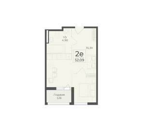 2-к квартира, вторичка, 52м2, 4/18 этаж