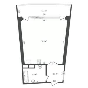 2-к квартира, вторичка, 63м2, 2/12 этаж