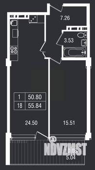 1-к квартира, вторичка, 56м2, 3/8 этаж