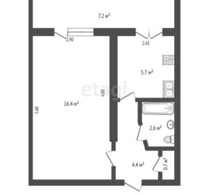 1-к квартира, вторичка, 38м2, 3/5 этаж