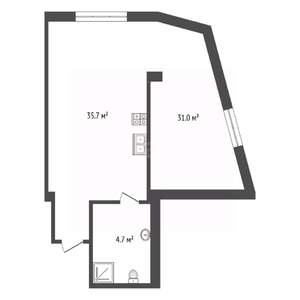 1-к квартира, вторичка, 36м2, 1/8 этаж