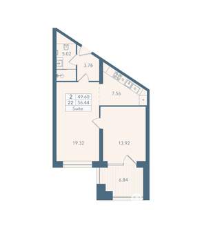 2-к квартира, вторичка, 56м2, 3/8 этаж