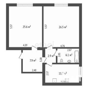 2-к квартира, вторичка, 81м2, 2/6 этаж