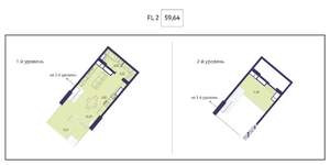 2-к квартира, вторичка, 60м2, 1/20 этаж