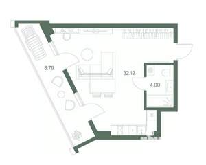 Студия квартира, вторичка, 45м2, 5/9 этаж