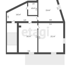 4-к квартира, вторичка, 160м2, 2/2 этаж