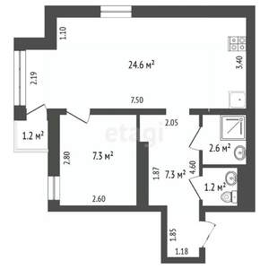 1-к квартира, вторичка, 44м2, 10/14 этаж