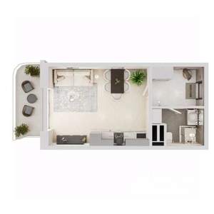 Студия квартира, строящийся дом, 42м2, 3/19 этаж