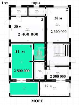 Студия квартира, вторичка, 41м2, 1/3 этаж