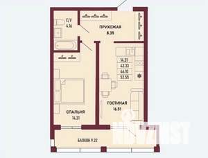 1-к квартира, вторичка, 46м2, 5/16 этаж