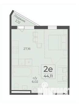 2-к квартира, строящийся дом, 44м2, 5/15 этаж