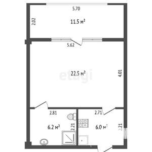 1-к квартира, вторичка, 47м2, 2/6 этаж
