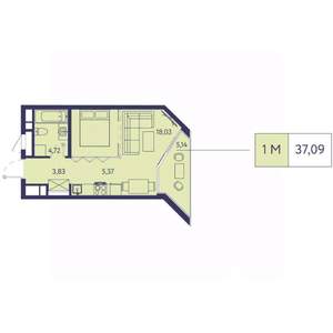 1-к квартира, вторичка, 37м2, 8/23 этаж