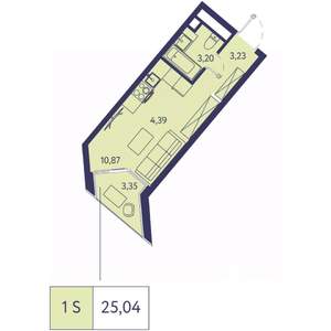 1-к квартира, вторичка, 25м2, 9/20 этаж