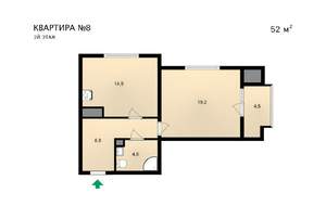 2-к квартира, сданный дом, 52м2, 2/8 этаж