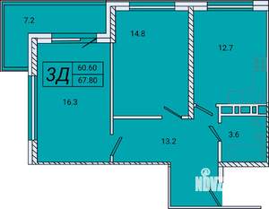 2-к квартира, вторичка, 68м2, 8/8 этаж
