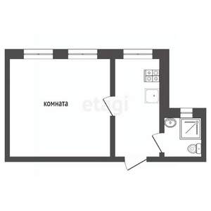 1-к квартира, вторичка, 24м2, 1/4 этаж