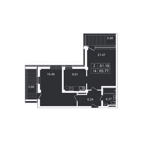 2-к квартира, вторичка, 66м2, 5/8 этаж